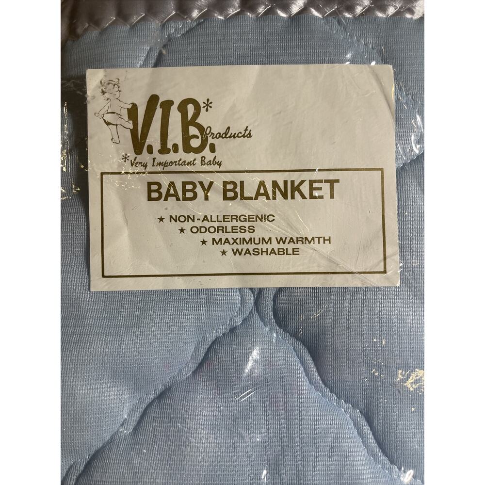 V.I.B. Blue Baby Blanket Quilted-New In Package- Made In USA
